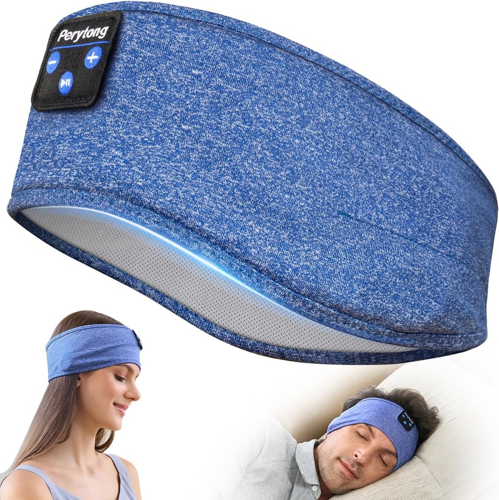 Perytong Bluetooth Headband Hovedtelefoner, Sovehovedtelefoner Bluetooth til Side Sleepers - Sovende Headband med Thin Speaker Mikrofon håndfri gave Idéer til kvinder Mænd