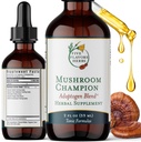 Mushroom Champion Tincture - Metabolic Support, Immunforsvar, Respiratoriske Support, Adaptogen Blend, Tonic Formel, Reishi, Maitake, Herbal Supplement - 2 Fl Oz