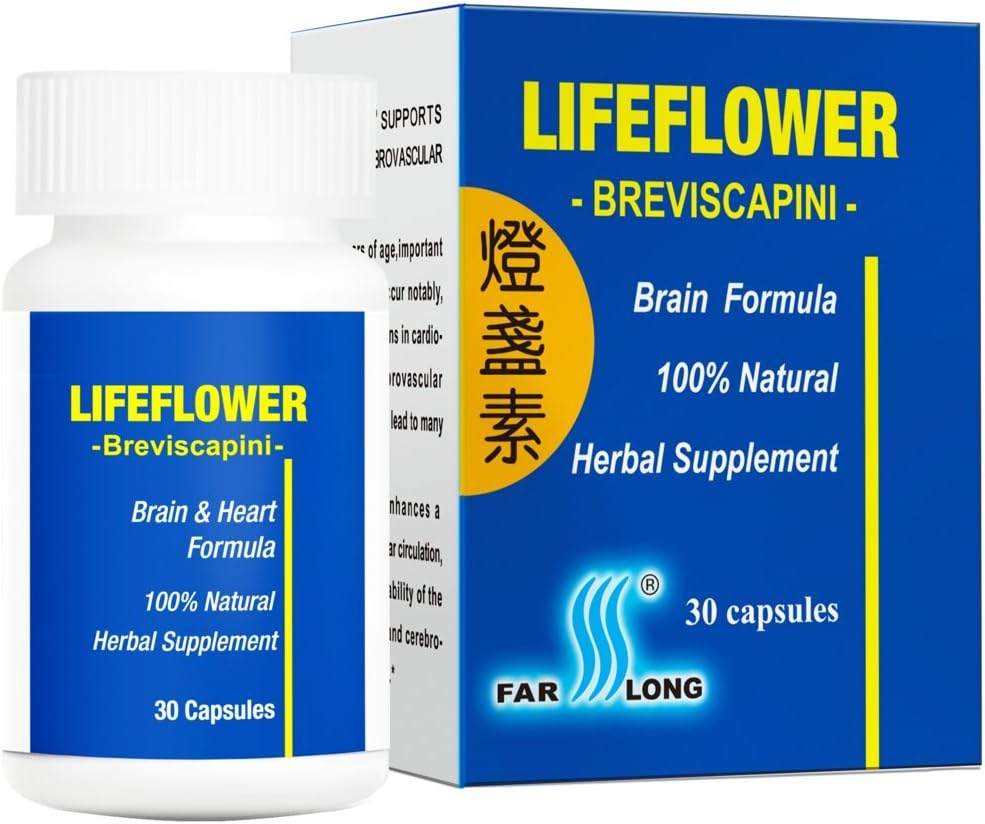 Lifeflower, 100% All Natural, Youth Brain Herbal Supplement, Support Cerebrovaskulær System, Forbedre hukommelse, 30 kapsler