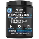 Zeal Naturals Electrolyte Powder Recovery Drink (90 Servings MSD 124; Blue Raspberry) w 0 Sukker + BCAAs + B-Vitaminer Electrolyte Supplement w Kalium Zink & Magnesium for Hydration - Keto Electrolytes