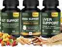 Lever Renew Rense Detox, Reparation og Support Gut og Colon Support - Avanceret Gut Rense Detox Brain Nootrop Brain Supplement til mænd og kvinder Alle i én støtte.