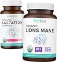Amning Support & Lions Mane (1 - Måned Supply) Mødre Mind Bundle Organic Amning Support - Støtte til ammende mødre (60 kapsler) & Organic Lions Mane Mushroom 10: 1 Uddrag (60 kapsler)