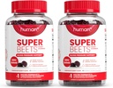 Humann SuperBeets Heart Gummies - Beet Gummy med Heart- Sund energistøtte, Grape Seed Extract & Beetroot Powder, Sukker Free - Pomegranat Berry Flavor, 120 Greve
