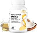 Vitamin D3 + K2 i Organic Coconut Oil, Vitamin K2 MK7 + D3 (1000 IE), Rapid Bone and Heart Health Formel, Hjælper Absorb og udnytte Calcium, støtter Immunitet, Forbedrer Mood - 120 Softgels