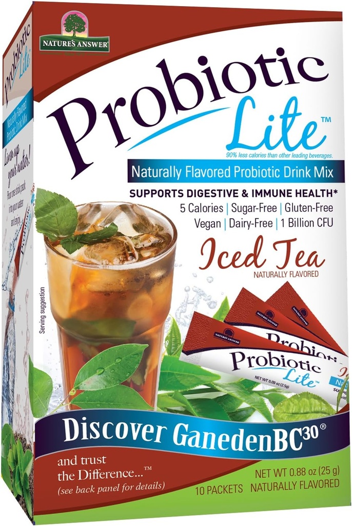 Naturens svar Probiotisk Lite Stick Pack supplement, Iced Tea, 10 Greve