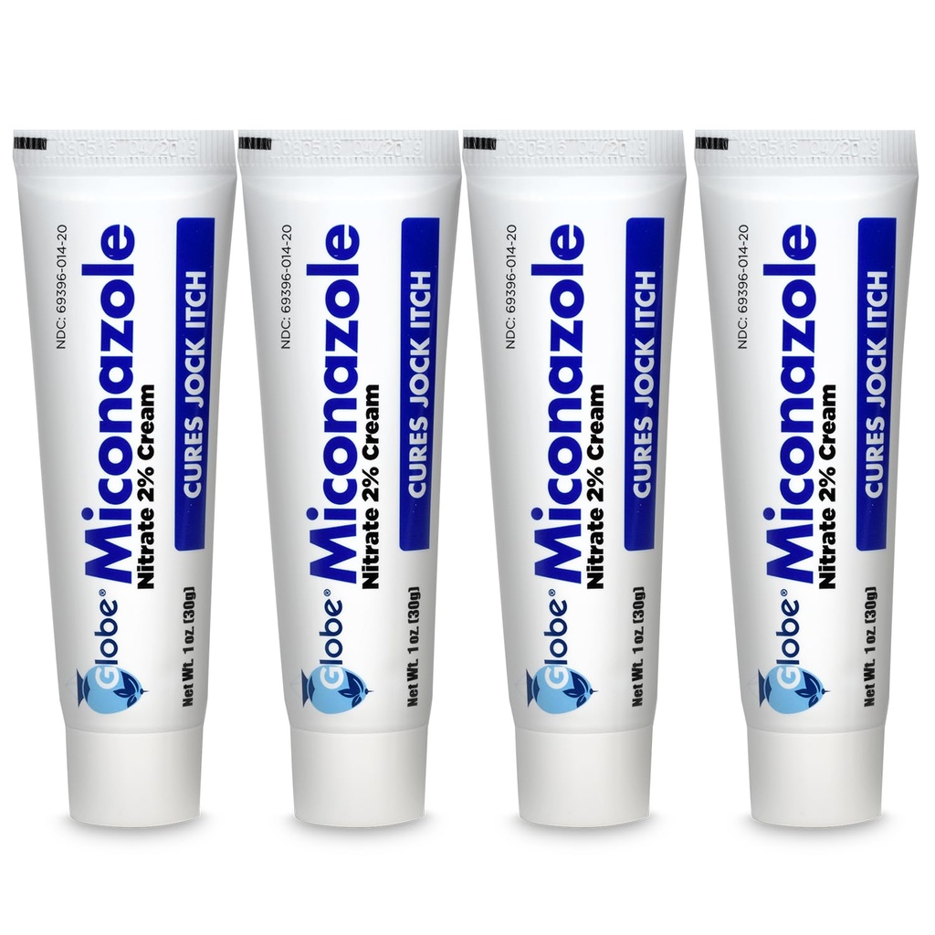Globe (4 Pack) Miconazole Nitrate 2% svampecreme, kurer De fleste atleter Foot, Jock Itch, Ringorm og mere. 1 OZ Tube
