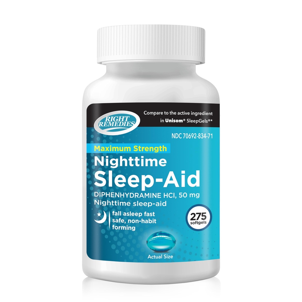 Nighttime Sleep Aid Softels, (275 softels), Diphenhydramin HCI 50 mg, Fall Assaping Fast, Understøtter Deeper, Restainful Sleep