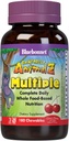 Bluebonnet Nutrition Rainforest Animalz Hele fødevarebaserede multiple tyggetabletter, Kids Multivitamin & Mineral, C-vitamin, D3, Jern, Gluten Free, Milk Free, Kosher, 180 tyggetabletter, Cherry Flavor