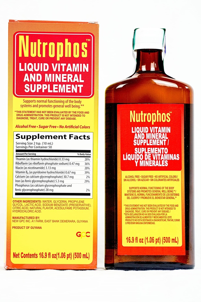 Nutrophos flydende kost supplement med B vitaminer og mineraler 500ml