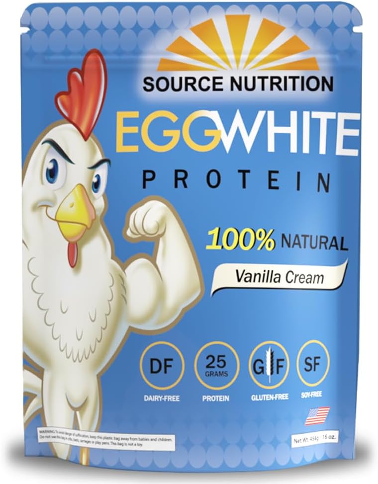 TradeKing 1 LB Egg White Protein Powder by Source Nutrition - 25 Bedste Protein, Build Lean Muscle, Dairy Free - Vanilla Cream