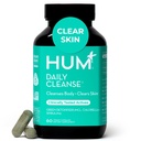 HUM Daily Cleanse Acne Supplements for Women & Men, Gentle Digestive Cleanse for Clear Skin Support, Zinc, Spirulina, Chlorella, Detoxifying Herbs, Organic Algae, Skin Vitamins Supplement, 60 Capsules