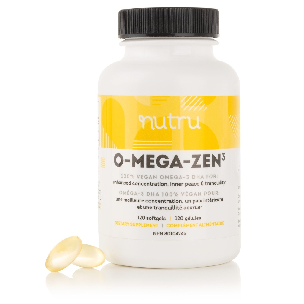 O- Mega- Zen3 Vegan Omega 3 DHA supplement - 400 mg DHA essentielle fedtsyrer - Carrageenan fri - Premium Algal baseret fiskeolie alternativ supplement - 120 Softgels
