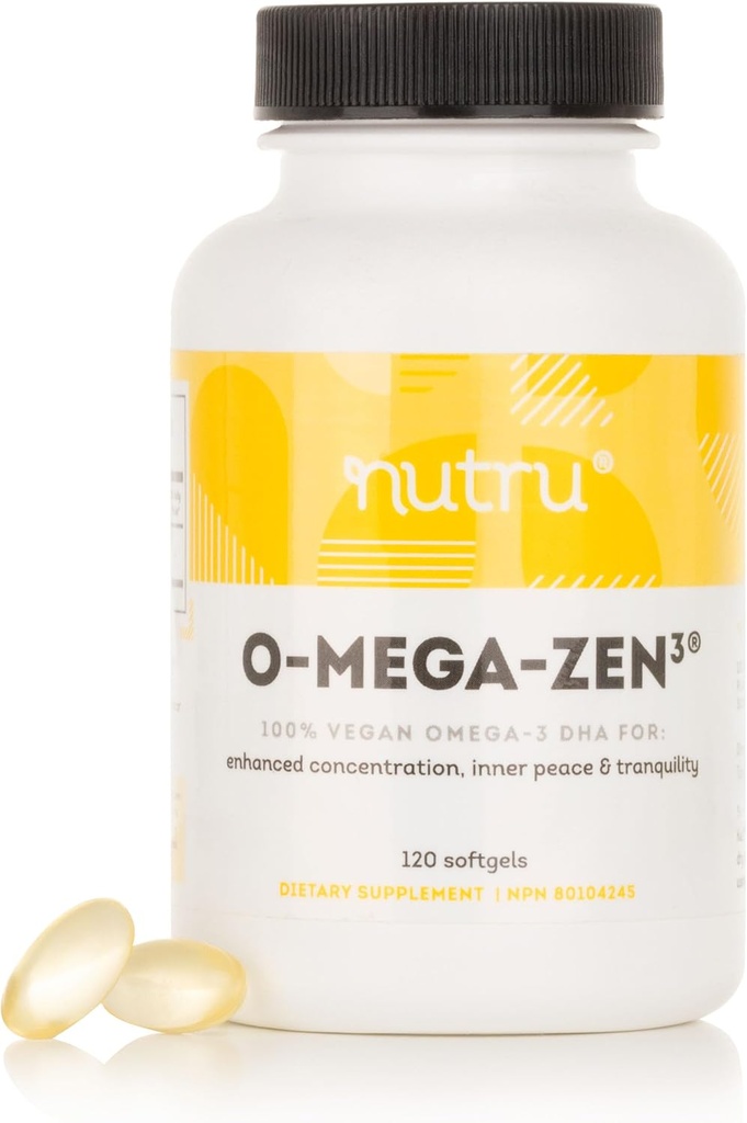 O- Mega- Zen3 Vegan Omega 3 DHA supplement - 400 mg DHA essentielle fedtsyrer - Carrageenan fri - Premium Algal baseret fiskeolie alternativ supplement - 120 Softgels