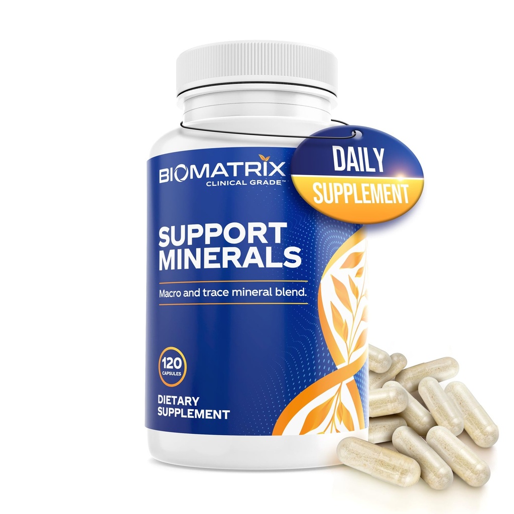 BioMatrix Mineral supplement til mænd og kvinder, Chelated Minerals Caps 124; Iron- Free, Calcium, Magnesium, Kobber, Zink, D-vitamin, Jod Caps 124; Veggie Caps, 30- Day Supply