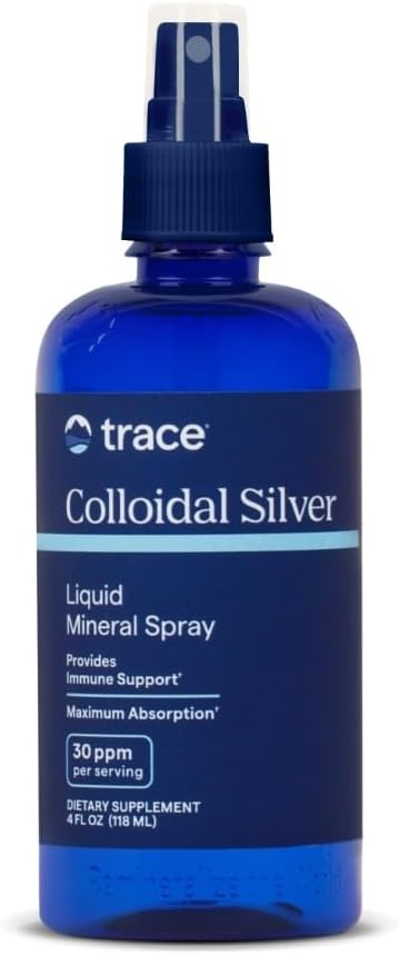 Trace Minerals Kolloid Sølv Spray - Dagligt mineralsk supplement til støtte effektiv absorption - Understøtter immunforsvar, skeletal & søvn sundhed - Super oxygeneret supplement - 4 fl oz (Om 118 Serveringer)