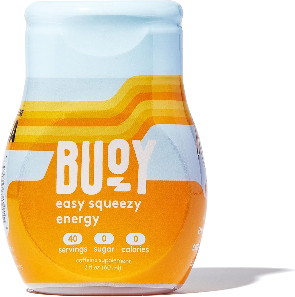 Buoy Energy Electrolyte Drops Mex124; 40 Servering Mex124; Koffein fra Green Tea Extract + L- Theanine Mex124; Jitter- Free Focus Mex124; Great for Tea, Shakes, Juice, & Beer Mex124; Din daglige hydrering & Energy Supplement