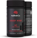 myBrainCo. Sharp Mind - Nootrop Brain Supplement for Memory & Focus - Adaptogene urter & Nootropics til at understøtte hjerne sundhed - Rhodiola, Gingko, Phosphatidylserin og mere (60 Vege- kapsler)
