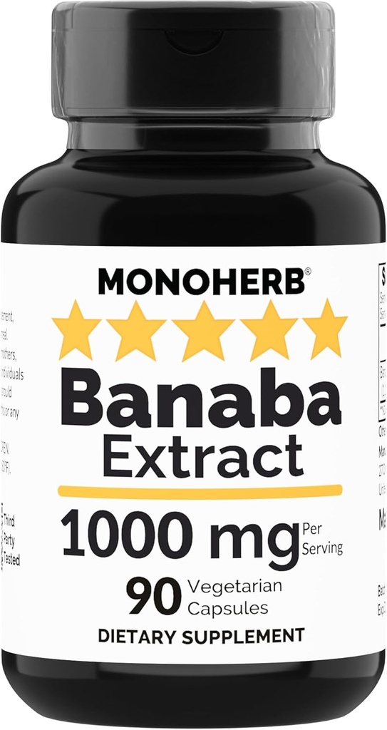 MONOHERB Banaba Extract 1000 mg - 90 Vegetariske Kapsler - 2% Corolsyre