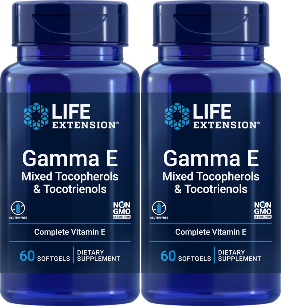 Life Extension Gamma E Mixed Tocopherols & Tocotrienols 60 Softgels (pakke med 2)