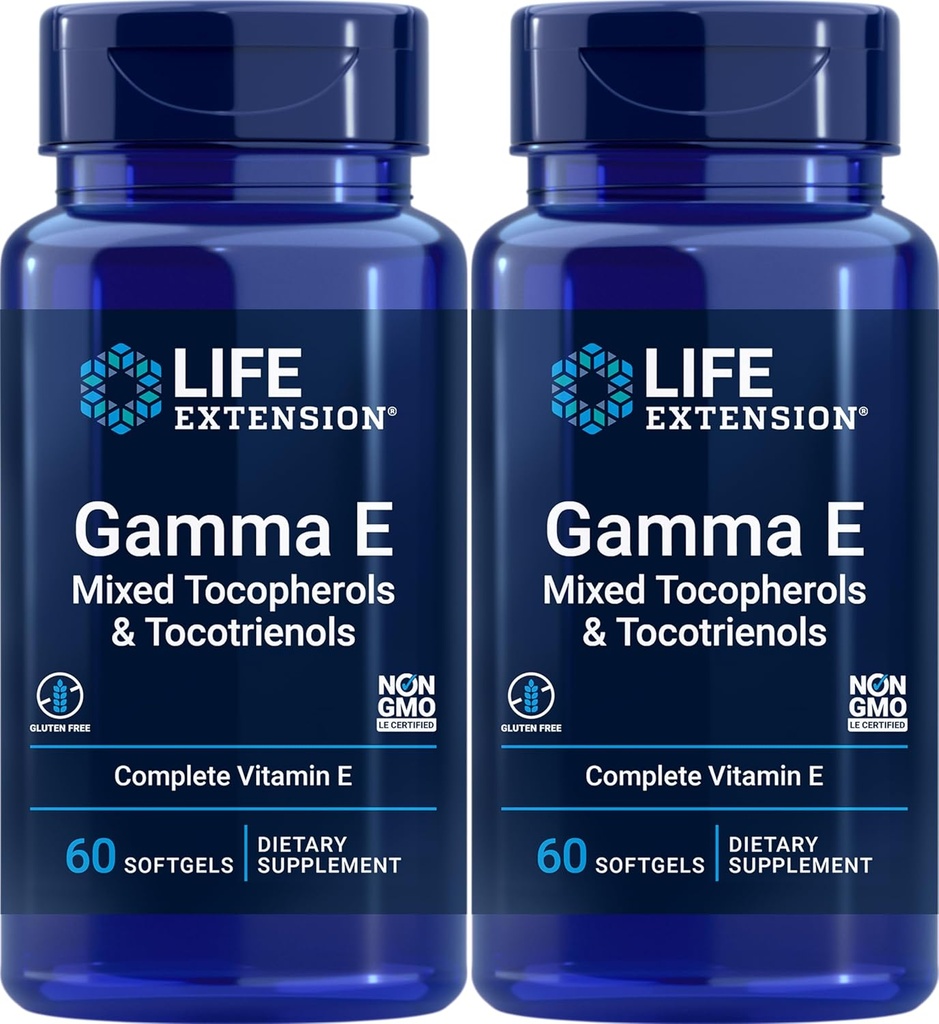 Life Extension Gamma E Mixed Tocopherols & Tocotrienols 60 Softgels (pakke med 2)