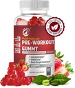 Pure Natural Pre- Workout Gummies med Creatine Monohydrat & Green Coffee Bean Extract - Energi, Fokus, Endurance Boost, Strawberry Flavor, 60 Gummies