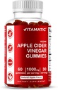 Vitamatic Apple Cider Vinegar Gummies - 1000 mg per servering - 60 Vegansk Gummies - ACV Gummies for Detox, Vægttab Support, Energy Boost, fordøjelse & Gut Sundhed