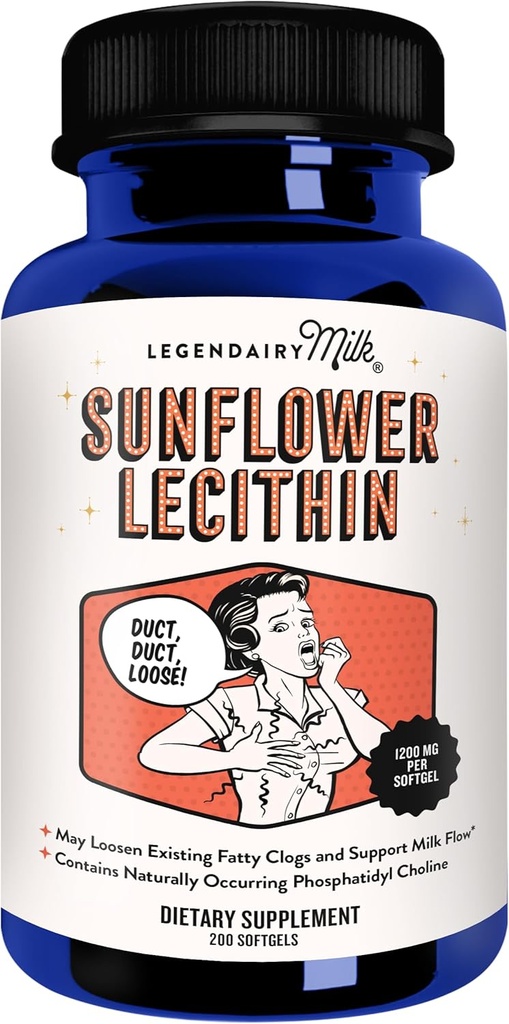 Legendairy Milk Sunflower Lecithin 1200mg, Amning Support, Sunflower Lecithin Supplement for cogged Milk Ducks, Made in USA, 200 Softgels