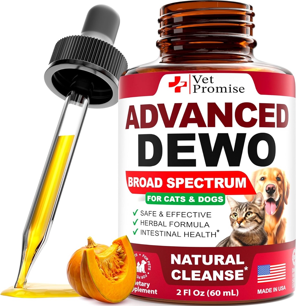 Natural Cat & Dog Intestinal Defense - Herbal Broad Spectrum Cleanser - Hjælper Fjern Parasites & Toksiner - Flydende Medicin supplement til Puppies & Kittens - UTI Support - Made in USA