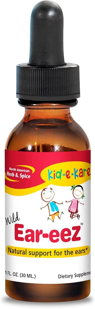 NORTH AMERICAN HERB & SPICE Kid- e- kare Ear- EEZ - 1 fl. oz. - Naturlig støtte til børns ører - Indeholder hvidløg, sort frø, Sage & Bay Leaf Olies - Non- GMO - 287 Drops