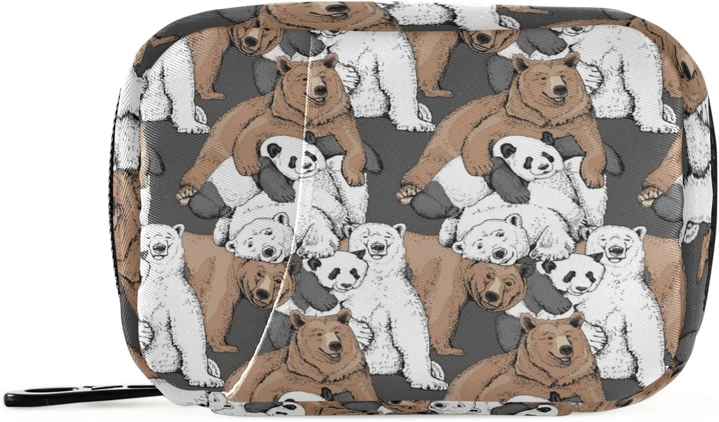 Bear Panda Pill Box 7 Day Pill Case Travel Pill Organizer Bag with Zipper Portable Weekly Case Bag Compact Size for Vitamin Supplement Holder