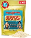 BodyBoost Colostrum Hel, 100% Bovine Colostrum Powder, Immunbooster tillæg med immunoglobulin & Lactoferrin, Grass Fed Colostrum, Gut Health & Muscle Growth, Diverse Indtagelse, 1 kg, 35 oz