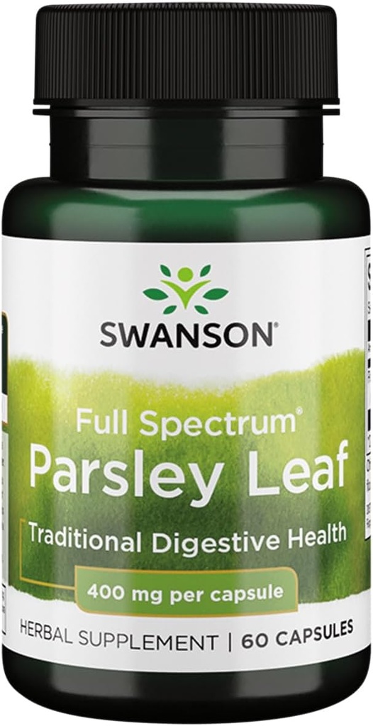 Swanson Full- Spectrum Persley Leaf Extract - Urtetilskud fremme fordøjelsessygdomme - Naturlig formel støtte GI Tract Health - (60 kapsler, 400mg hver)