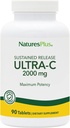 NaturePlus Ultra- C 2000 mg - 90 tabletter, pakke med 2 - C-vitamin med Rose HIPS - immunforsvar og antioxidant - Vegetarisk, Gluten Free - 180 Serveringer