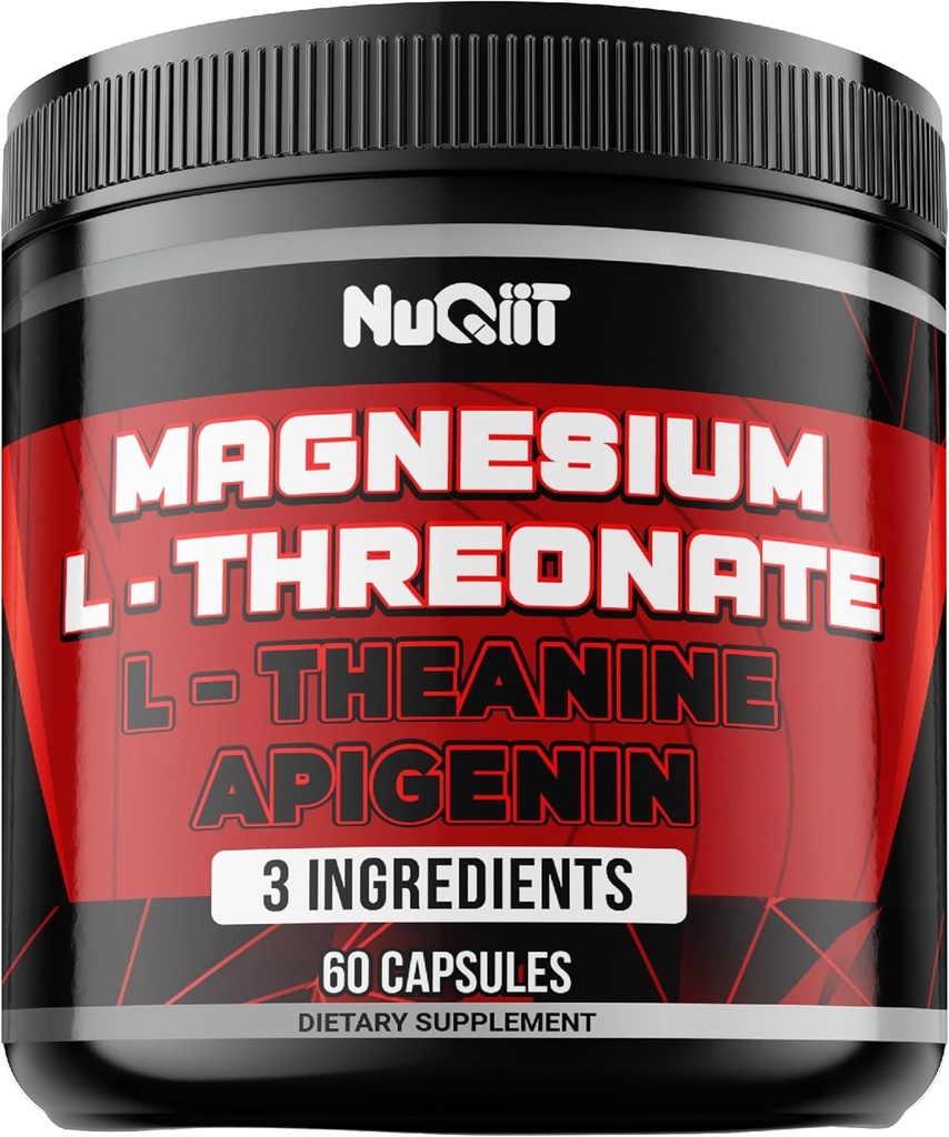 Magnesium L- Threonat, L- Theanin, Apigenin Supplement - 60 kapsler - Imponerende fordele for koncentration, Komfortabel Mind & Brain Sundhed - 10% Elemental Magnesium