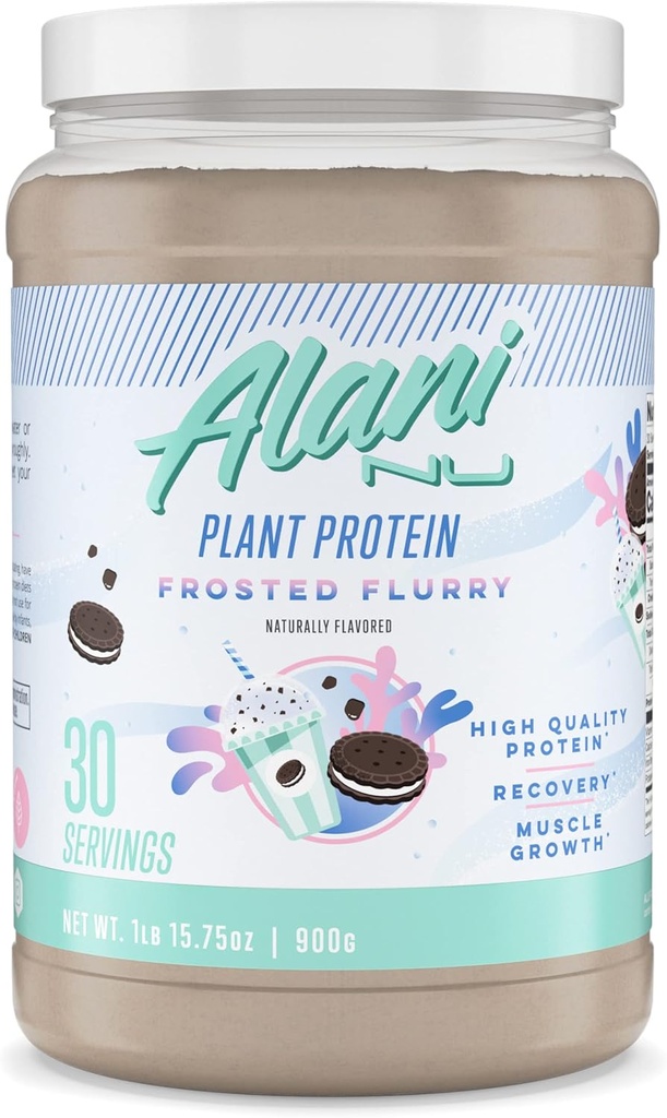 Alani Nu Plant- baseret protein pulver Frosted Flurry • 124; 17g Vegan Protein • 124; Meal Erstatning Pulver • 124; Ingen Sukker Tilføjet • 124; Lavfedt, Lavcarb, Dairy Free, Pea Protein Isolate • 124; 30 Servering