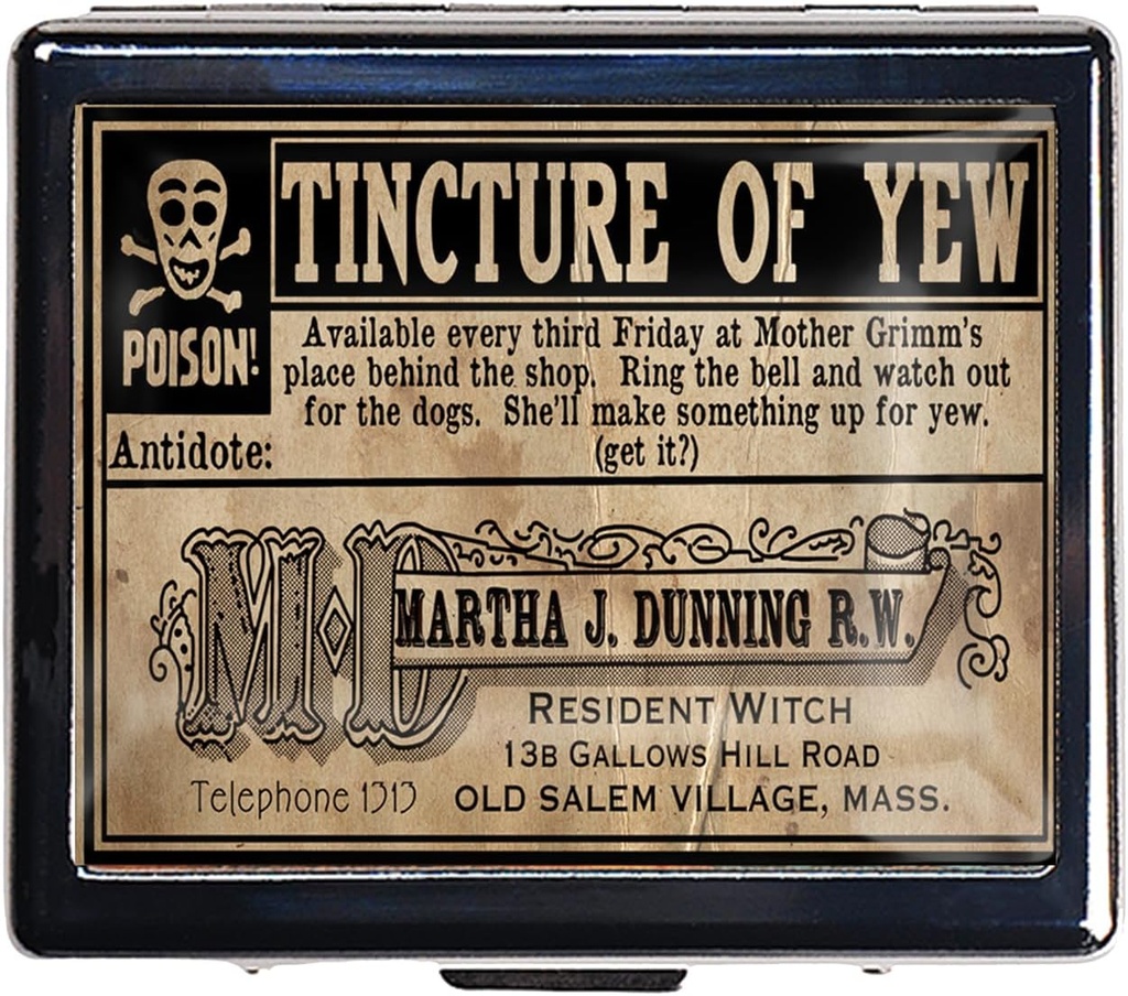 7 dage forkromet shiny sølv pille Organizer med spejl indeni har 8 separate kompartmenter rektangel 7 dage pill boks pill sag (Vintage Poison Label)