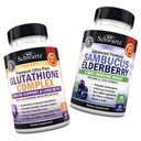 Glutathione Complex med mælk Thistle Extract, C-vitamin & Quercetin + Sambucus Elderberry kapsler med zink & C-vitamin - naturlige antioxidant formler - fremmer lever og immunforsvar