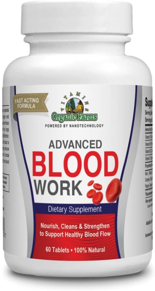 Organic Farms Vitamin Blood Work - 60 tabletter - Forbedrer cirkulation - 100% Natural Kosttilskud