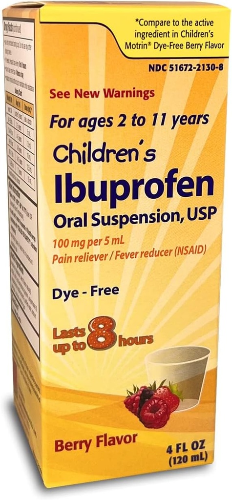Taro Children 's Ibuprofen Oral Suspension 100 mg per 5 ml, 4 Fl Oz, Pain Reliever og Fever Reducer for Age 2- 11 År, Farvefri, Berry Flavor