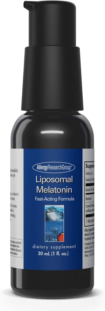 Allergy Research Group Liposomal Melatonin Supplement - Oral Sleep Spray for Adults, 1mg Liquid Melatonin, Pure, Fast Acting Formula - 1 Fl Oz