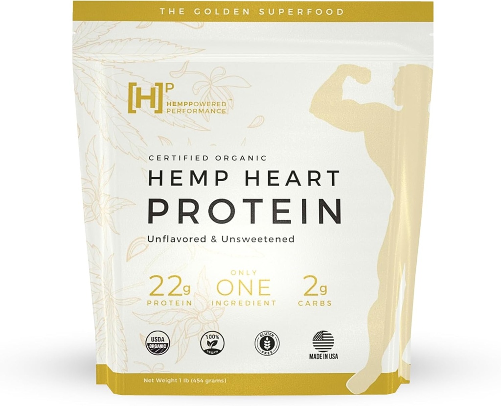 USDA Organic Hemp Protein Powder for Women & Men - Unflavored Pure Natural Hemp Protein Powder Organic - Plant Based Powder, Vegan, Gluten Free, Keto - Seed Powder Cold-Pressed (1lbs)