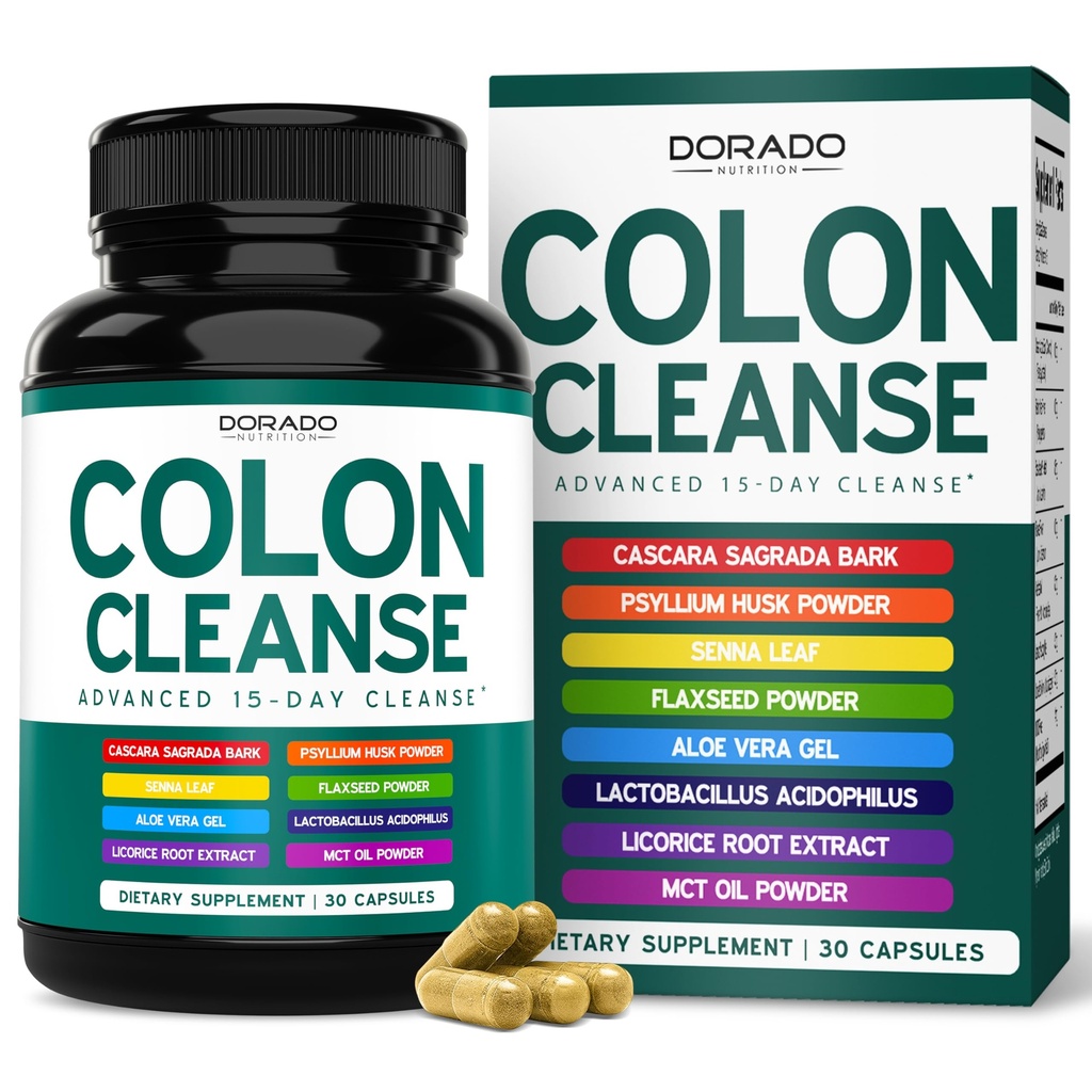 Colon Cleanse & Detox 15 dag Gut Cleanse (30 Greve) Intestinal Cleanse Pills & Probiotic for Gentle Laxative & Boel Relief for Mave Bloating - Tredjeparts testet, Vegan, Non- GMO - Made in USA