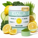 Kiala Nutrition Super Green, Organic Green Pulver med Spirulina & Chlorella til fordøjelse, Gut Sundhed, Immunitet, Energi, Gluten Free, Vegan, Sukker Free, Spectra Blend, Lemon Drop, 30 Servere