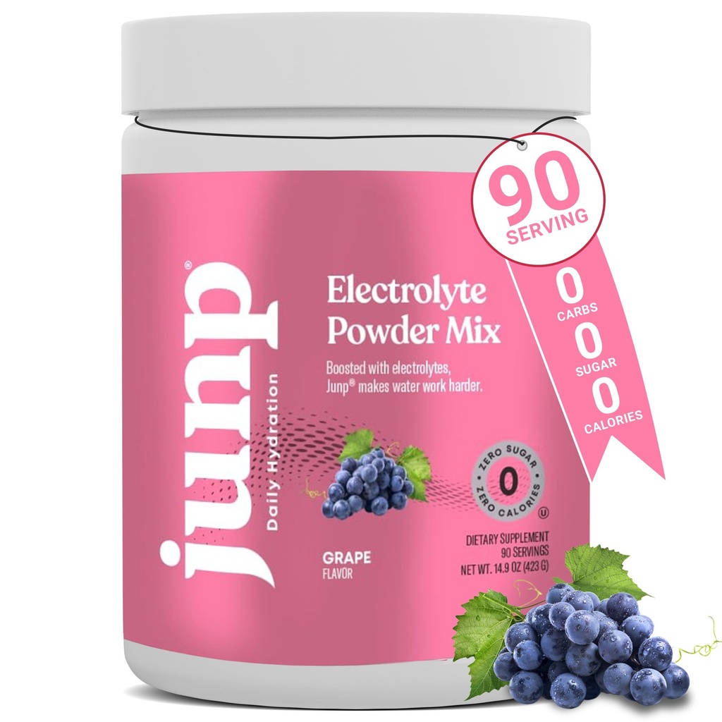 JUNP Electrolytes Powder No Sugar No Carbs - Vin modnet Grape Keto Electrolyte Drink Mix - Kalium & Salt Hydration Powder Electrolytes Zero Calorie Sugar Free Electrolyte Powder, 90 Servering