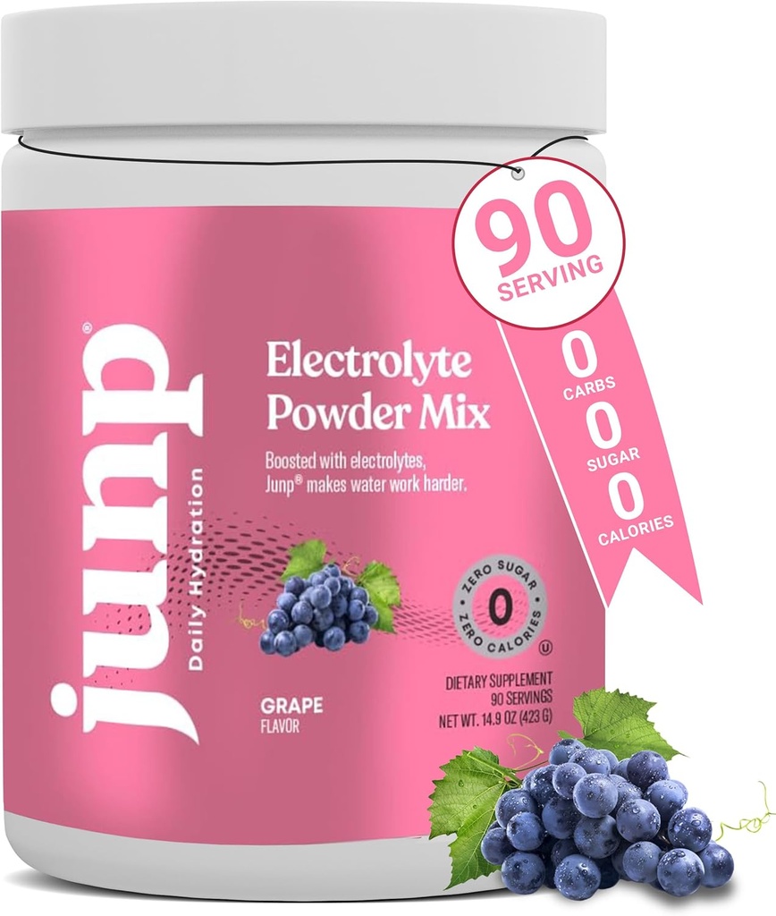 JUNP Electrolytes Powder No Sugar No Carbs - Vin modnet Grape Keto Electrolyte Drink Mix - Kalium & Salt Hydration Powder Electrolytes Zero Calorie Sugar Free Electrolyte Powder, 90 Servering