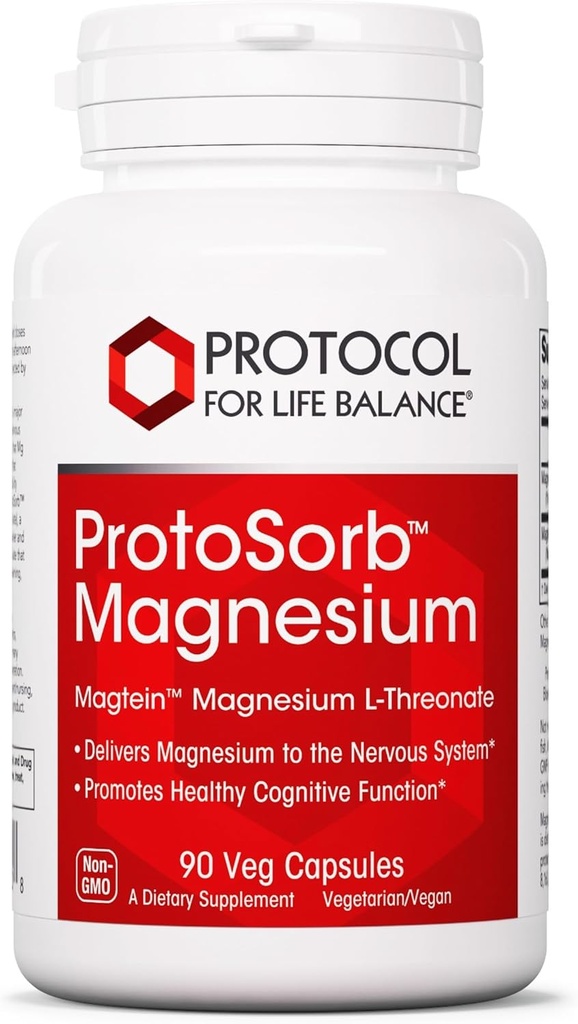 PROTOKOL FOR LIV BALANCE Magtein - 2.000mg Magnesium L- Threonat Magtein - Support Brain Focus & Memory Health - Kosher & Non- GMO - 90 Veg Kapsler