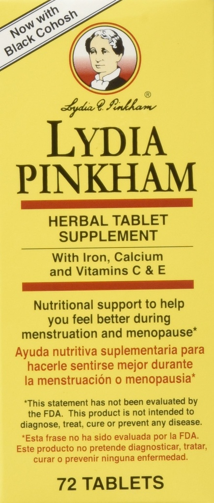 Lydia Pinkham Herbal Supplement tabletter til menstruation og menopause support, 72 Greve