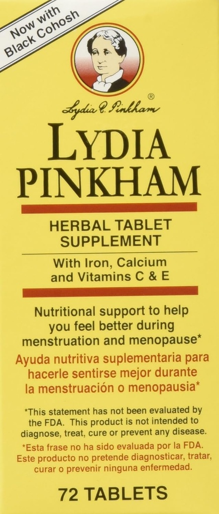 Lydia Pinkham Herbal Supplement tabletter til menstruation og menopause support, 72 Greve