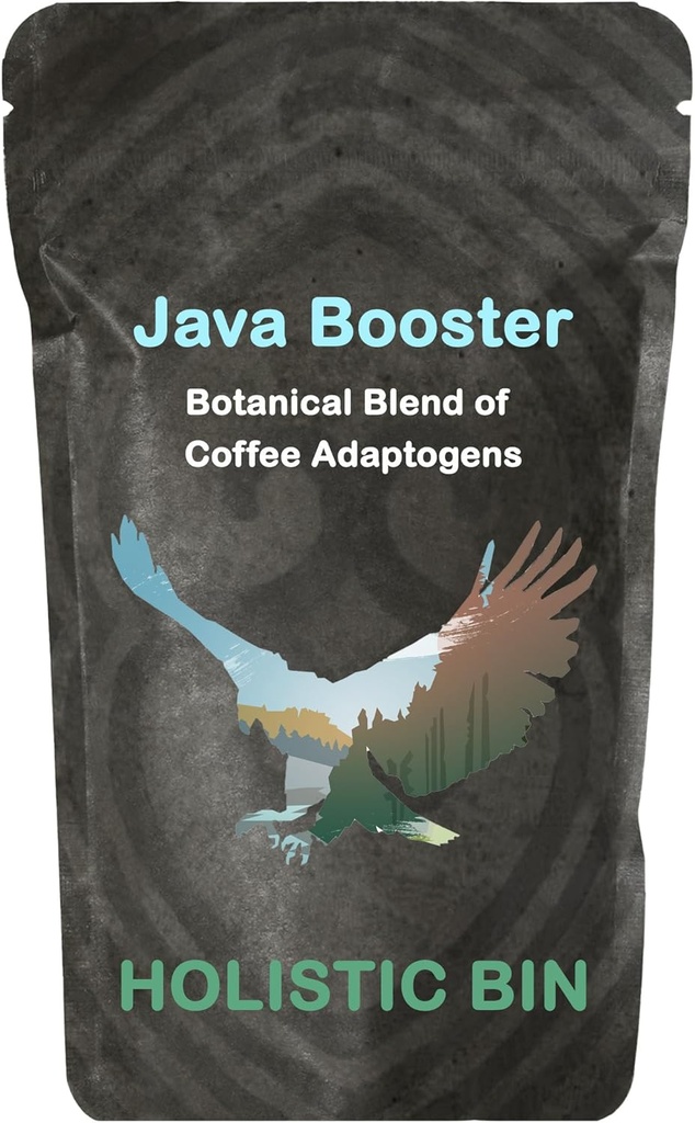 Holistisk Bin Organic Mushroom Coffee Java Booster - Mountain Eagle Memory 124; Adaptogen Coffee Add in with Chaga Mushroom Powder, Shilajit Powder, & Cacao Nibs Memory and Focus Supplements for Voksen