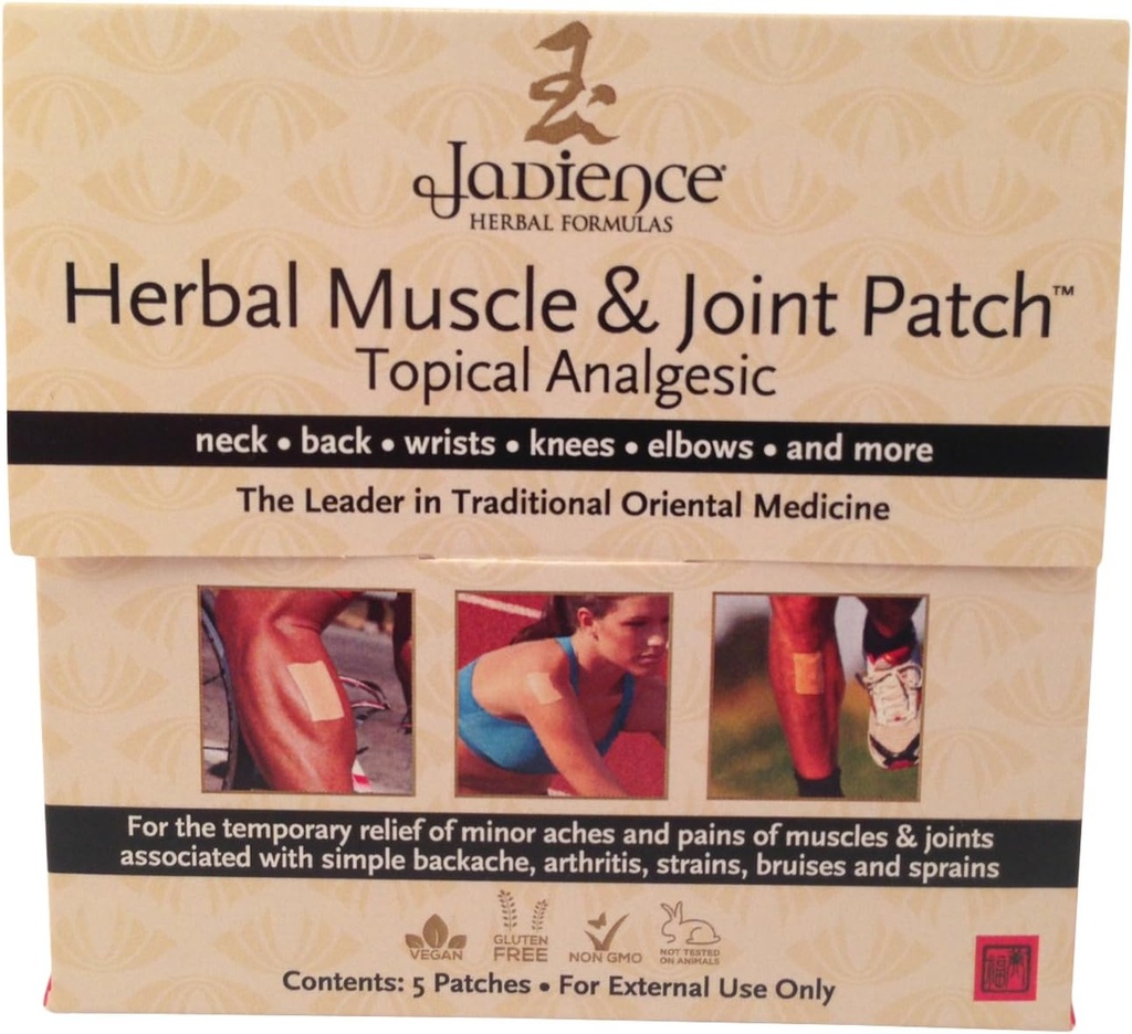 Jadience Patch for Muscle & Joint Pain Relief: 5 / Box Note 124; Dit Da Jow Formulas for Sore Neck, Tilbage, Skuldre, Arms, Hands, Håndled, Hips, Legs, Knees & Feet; Natural Analygesic